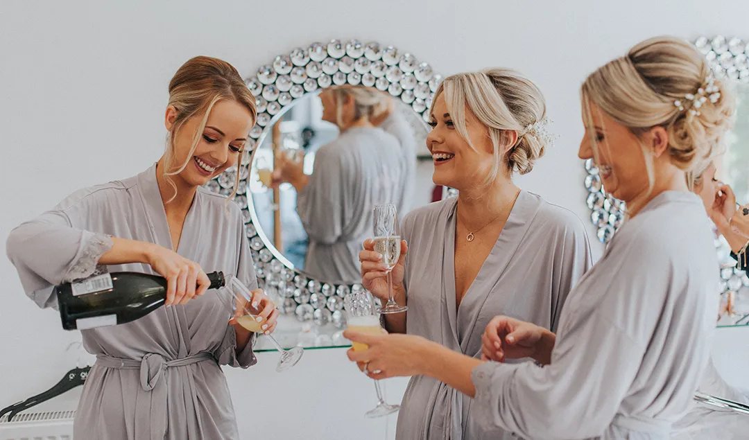 The bridal prep room is the perfect place to enjoy a glass of fizz while you get ready for your wedding day