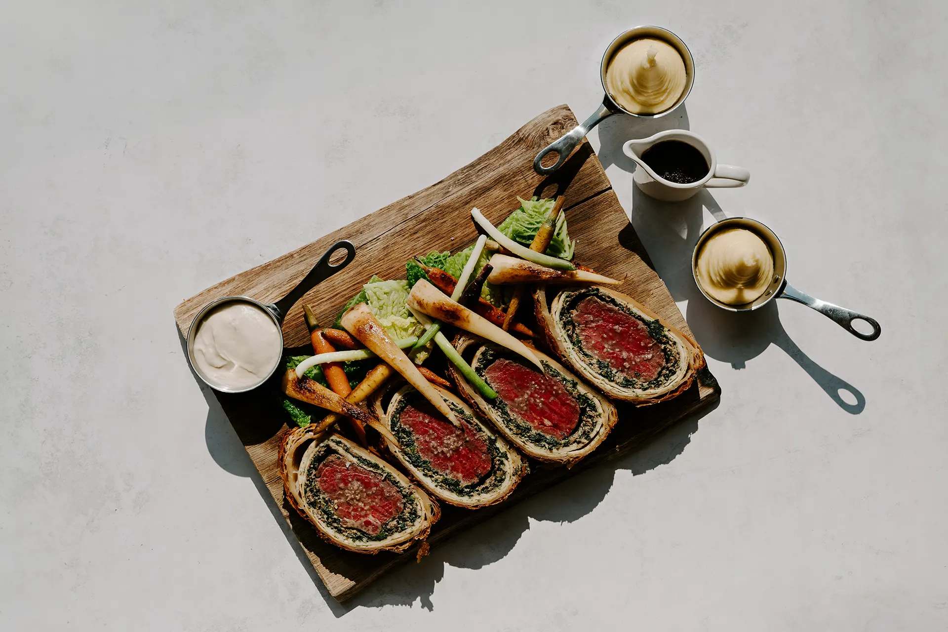 Beef wellington from Rivervale Barn's wedding menu