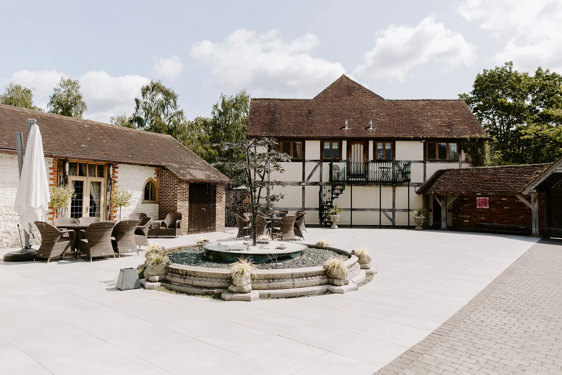 The Courtyard drinks reception space at Rivervale Barn
