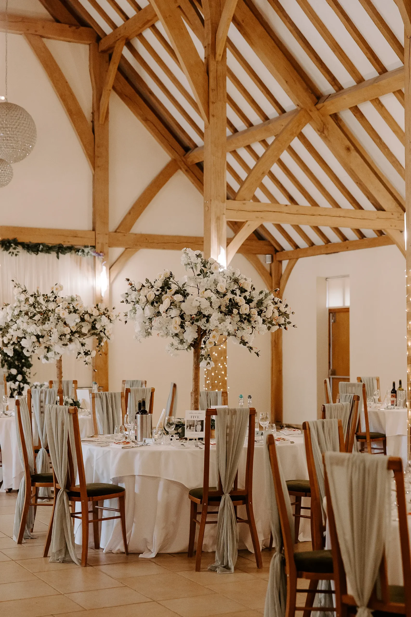 The Dining Barn setup for a seasonal chefs table event at Rivervale Barn