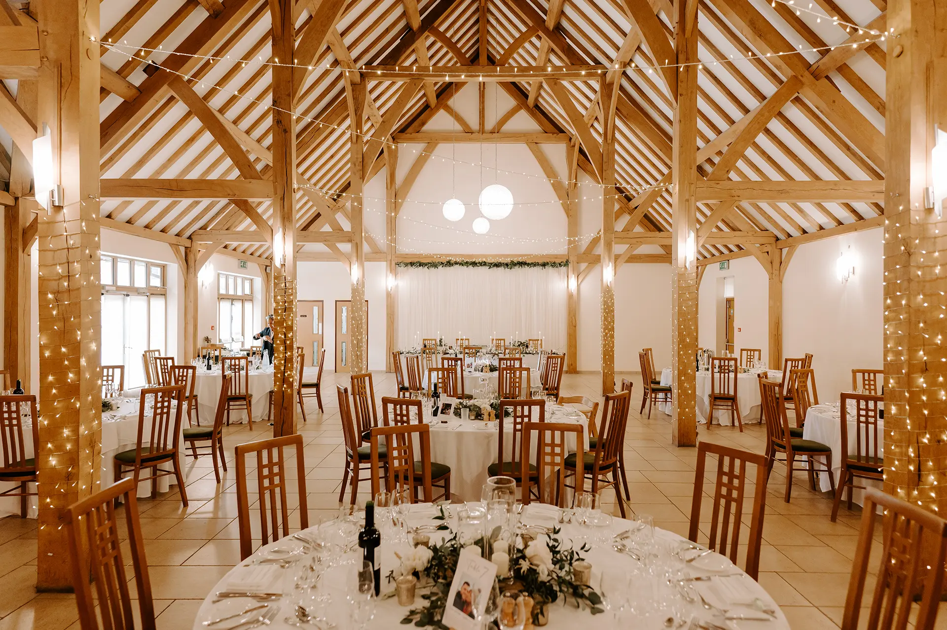 The Dining Barn setup for a Chef's Table event at Rivervale Barn