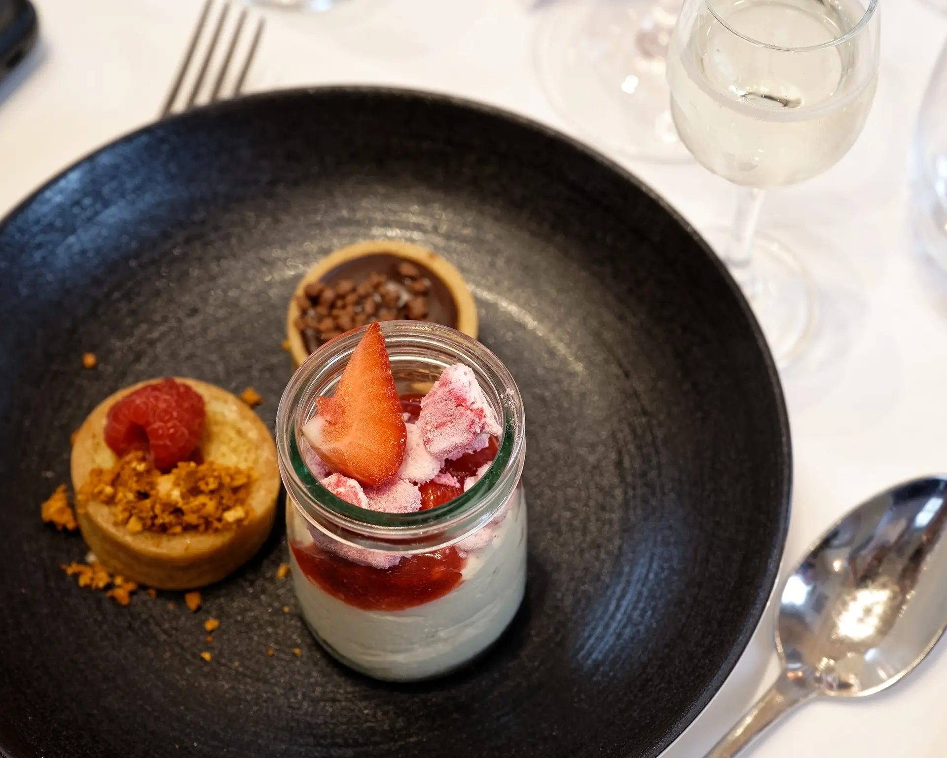 Dessert paired with wine at Rivervale Barn's seasonal chefs table event