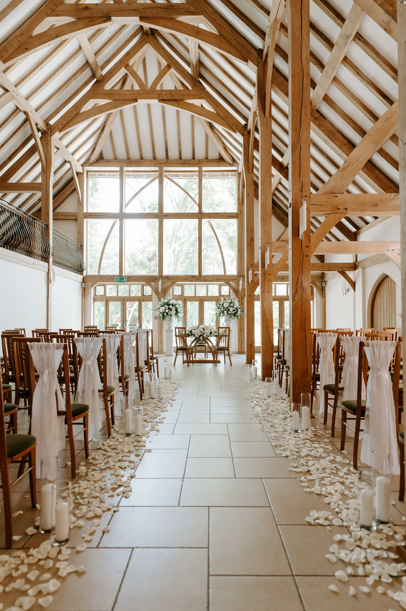 The Ceremony Barn setup for a wedding at Rivervale Barn