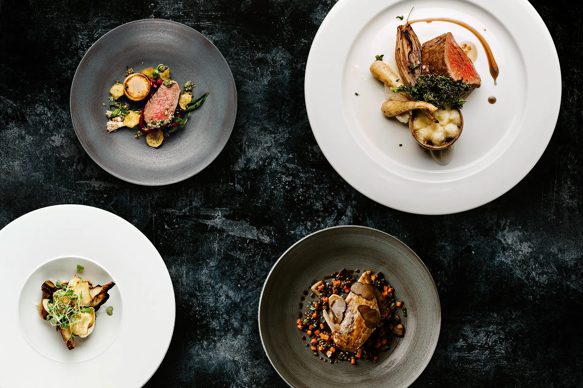 Dishes from Rivervale Barn's seasonal chef's table events