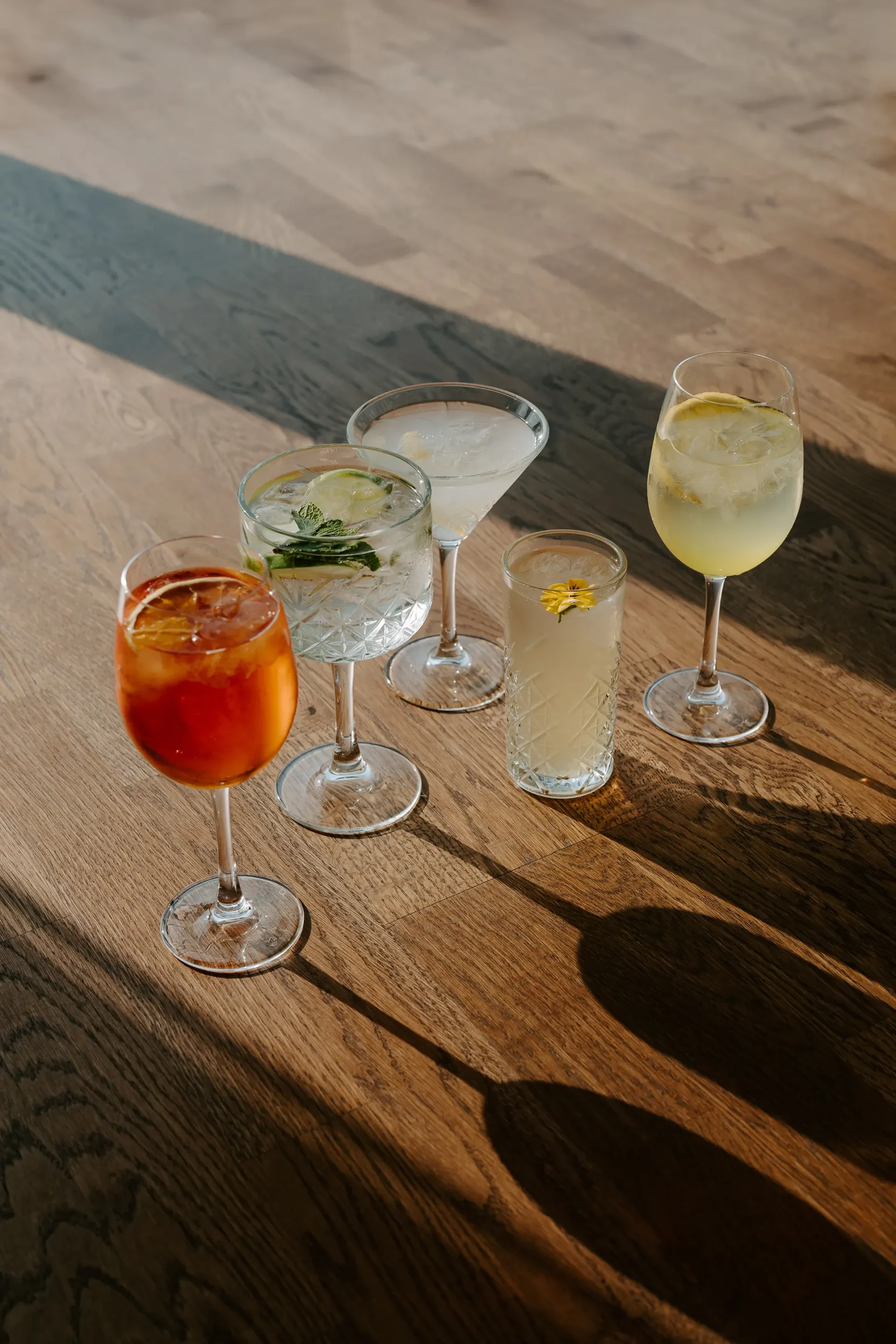 Wedding reception drinks and cocktails from Rivervale Barn's bar menu