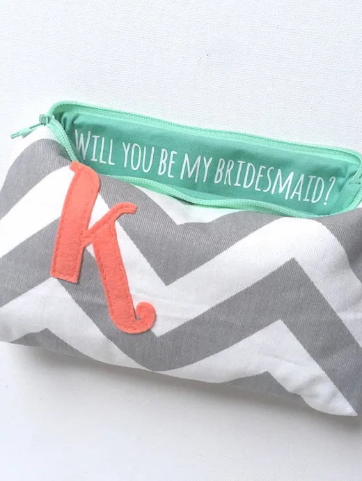 a personalised make up make equipped with a bridesmaid proposal line