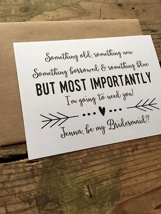 A wedding invite style bridal proposal is sure to get you in the wedding planning spirit