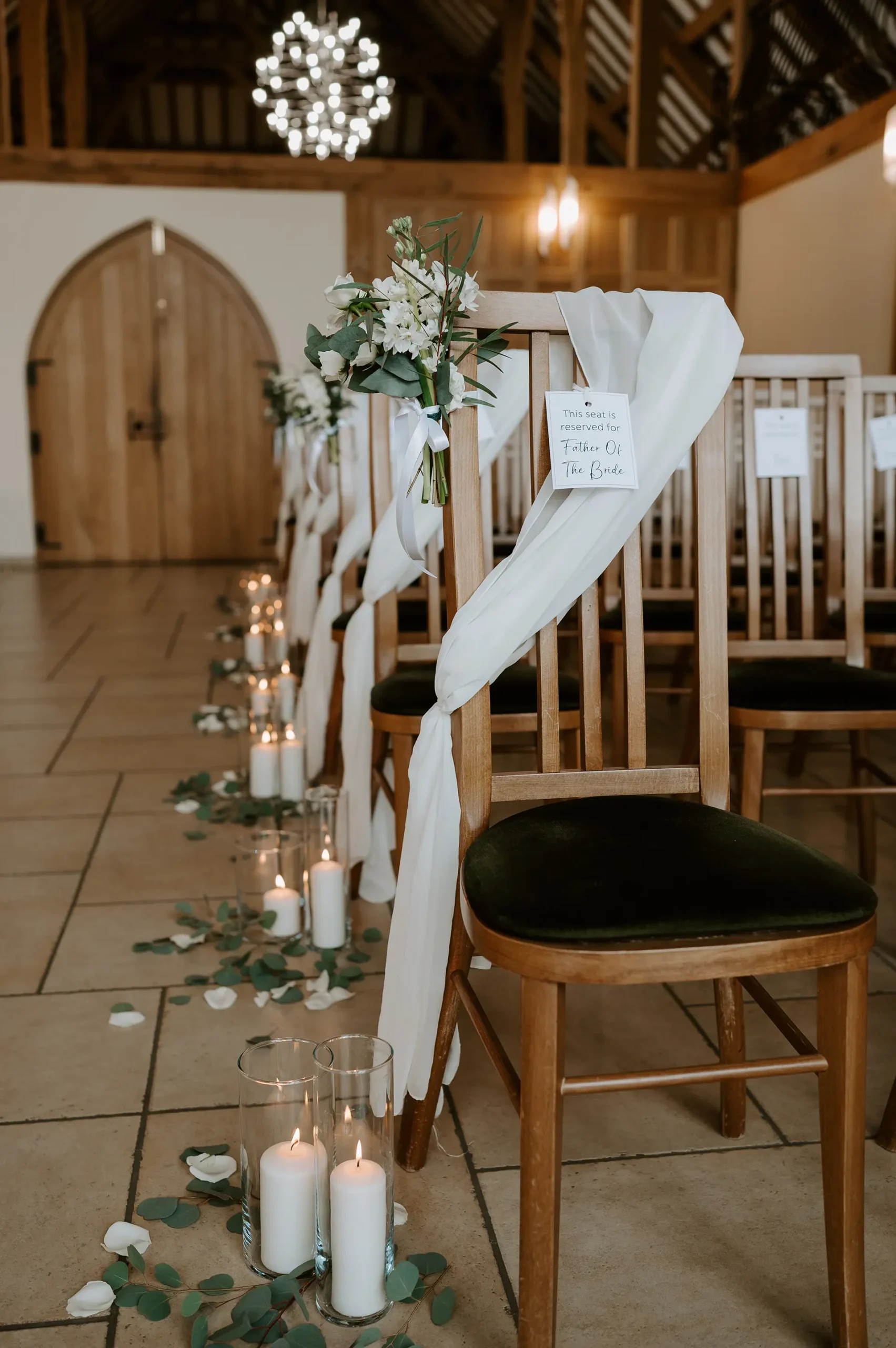 The Ceremony Barn at Rivervale Barn setup for a winter wedding