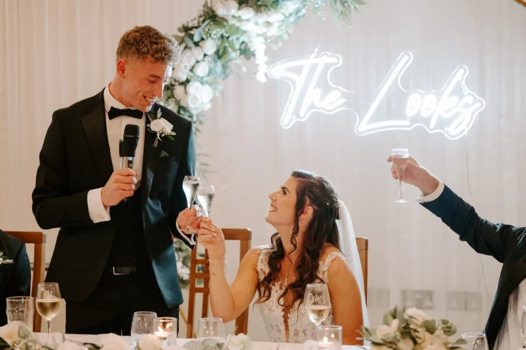 Wedding speeches in the Dining Barn at Rivervale Barn