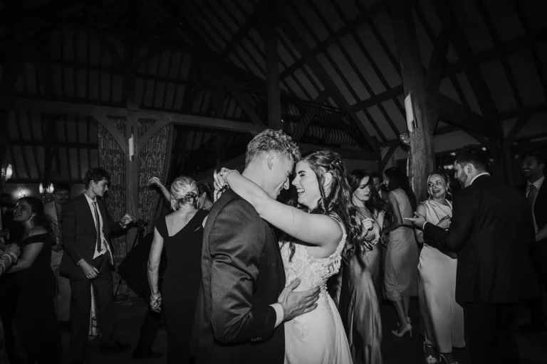 Evening wedding reception at Rivervale Barn