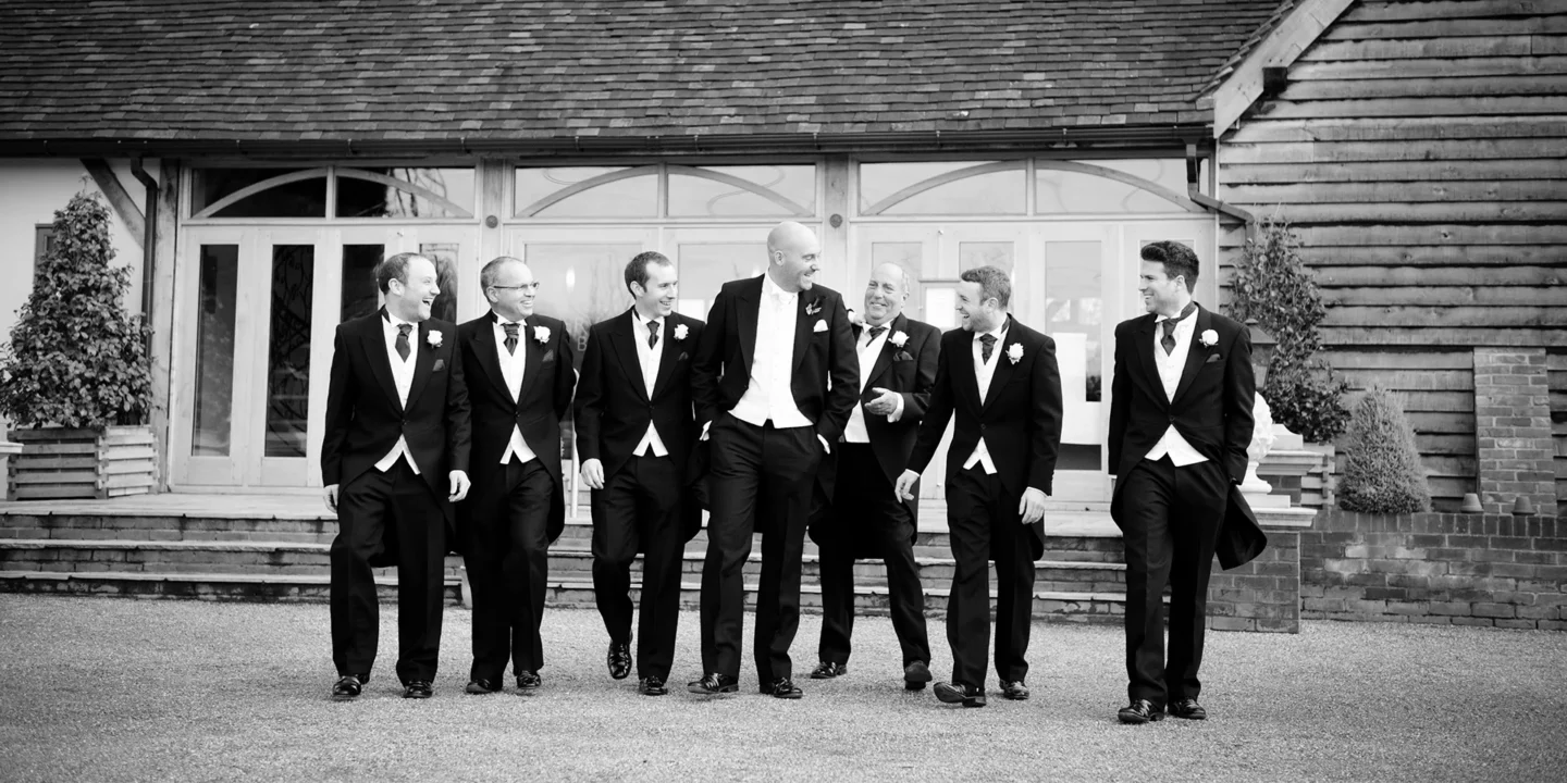 Groom and groomsmen at Rivervale Barn